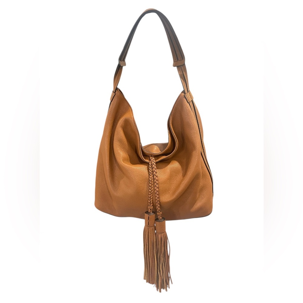 Rebecca Minkoff Isobel Pebbled Soft Leather Hobo Shoulder Purse Camel Brown - Picture 1 of 15